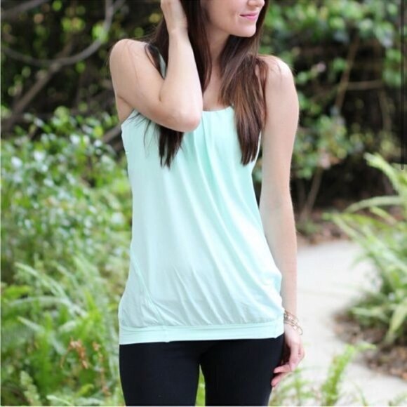 Lululemon Nouveau Limits Tank Top Sports Bra Sea Mist Teal Aqua Mint Yoga Sz 4 - Picture 3 of 13